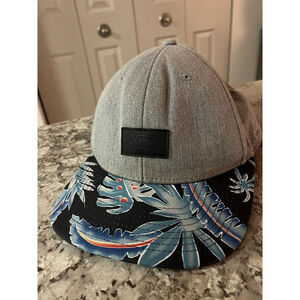 Vans Hat Snapback Gray Blue Off The Wall Floral Palm‎ Trees Skater Mens Cap Hat
